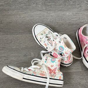 Converse Kids' High-Top Sneakers - White with Pink Floral